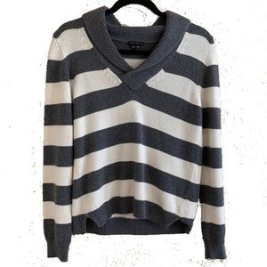Theory | Gray And White Stripe Gesica Sweater